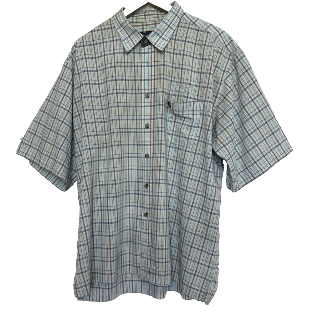 Y2K Phat Farm Mens‎ Embroidered Plaid Button Shirt Size XXL Hip Hop Old School
